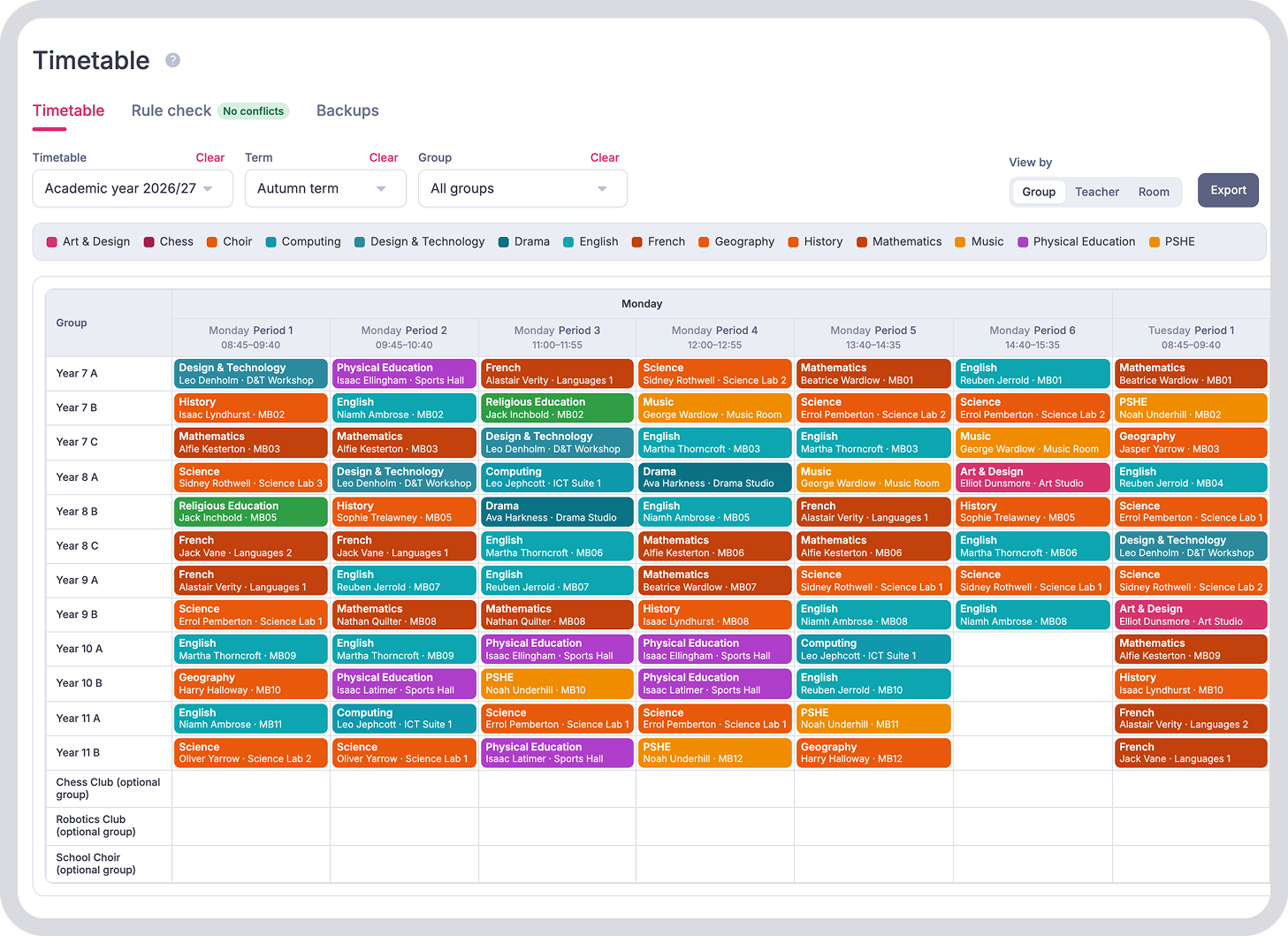 school timetable generator