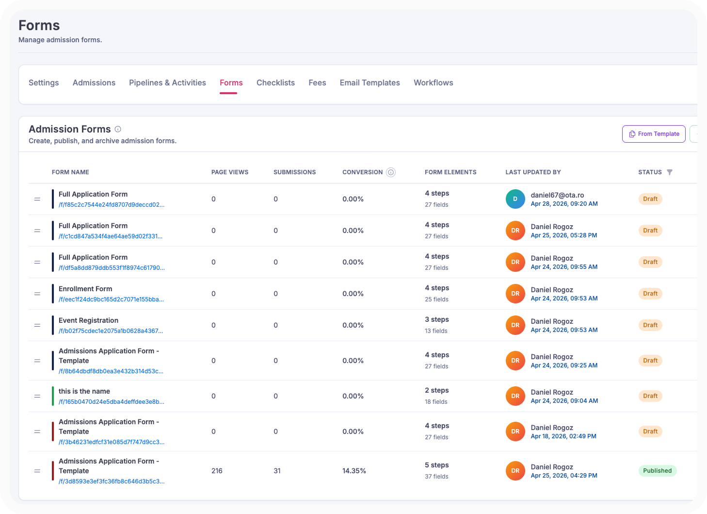 admissions CRM for international schools